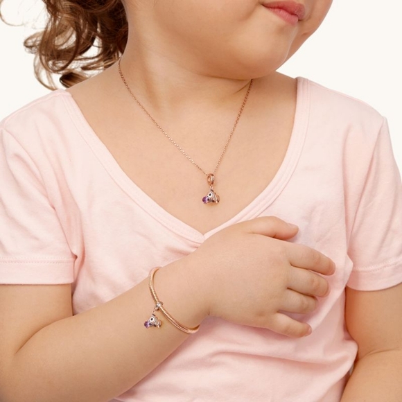 🎆Gnoce 18K Rose Gold Clown Fish Purple Rhinestone Dangle Pendant Bracelet Charm - Picture 4 of 10